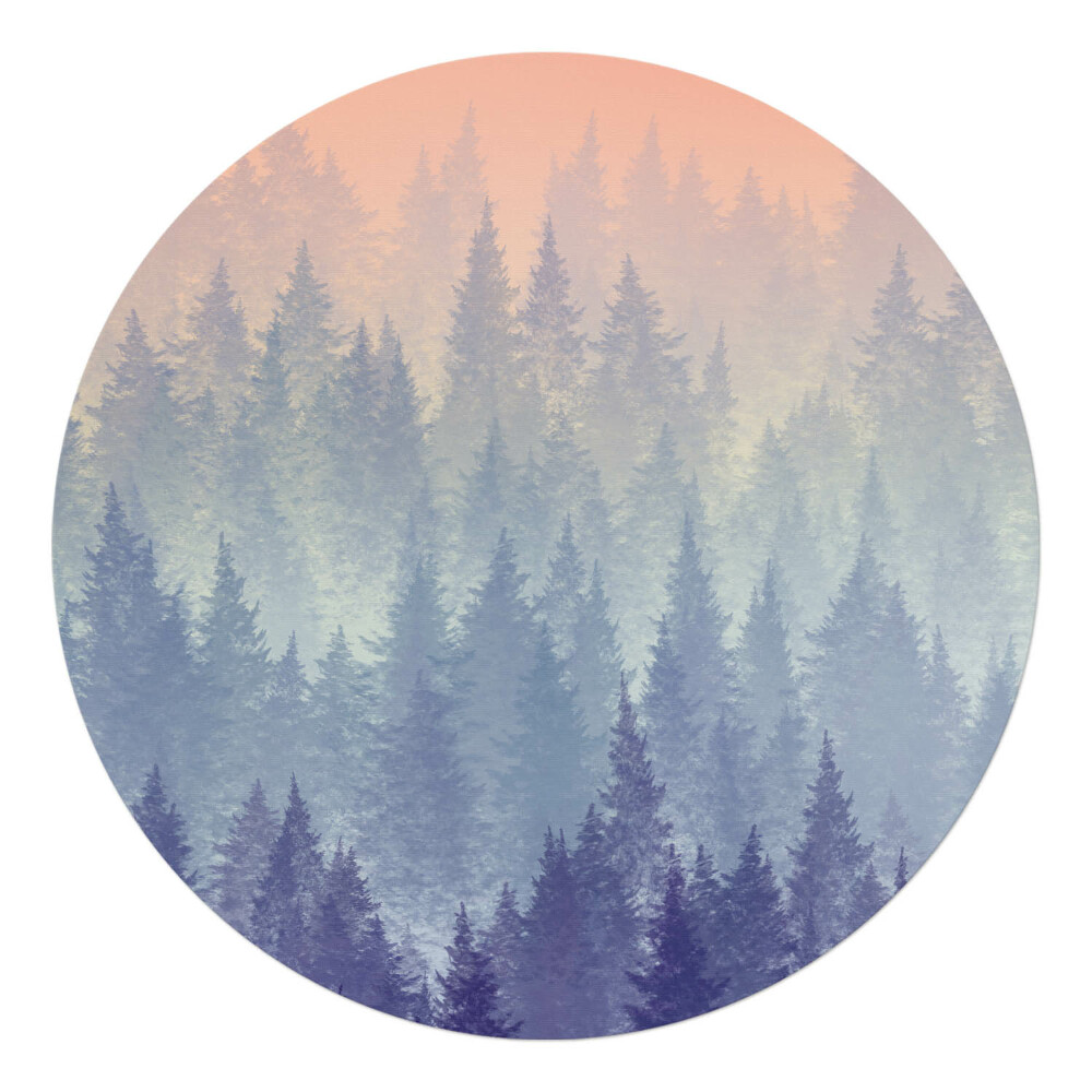 Podložka pod kolieskovú stoličku okrúhla Hmlistá lesná panoráma