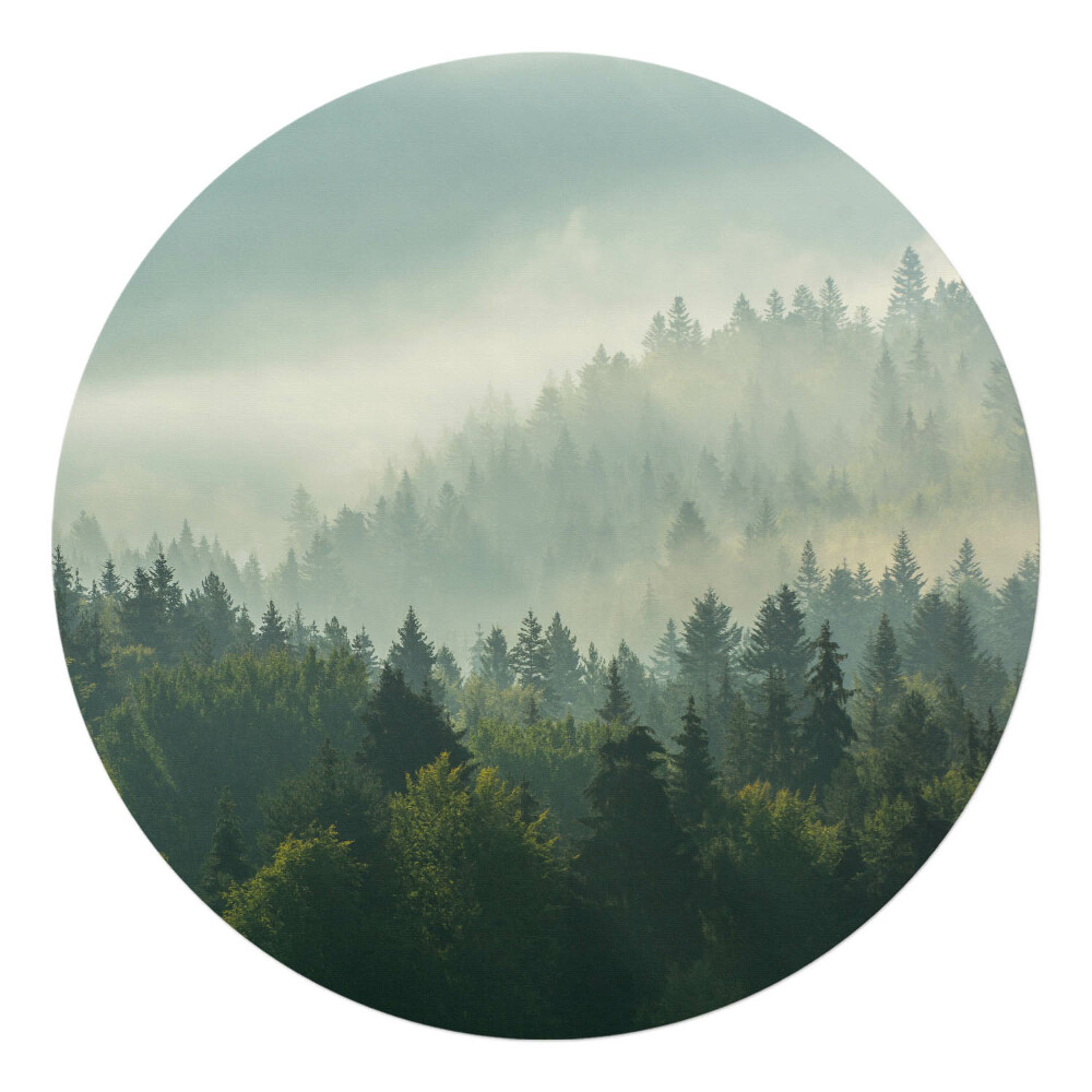 Podložka pod kolieskovú stoličku okrúhla Hmlistý les za úsvitu