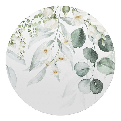 Podložka pod kolieskovú stoličku okrúhla Kvetinový listový vzor