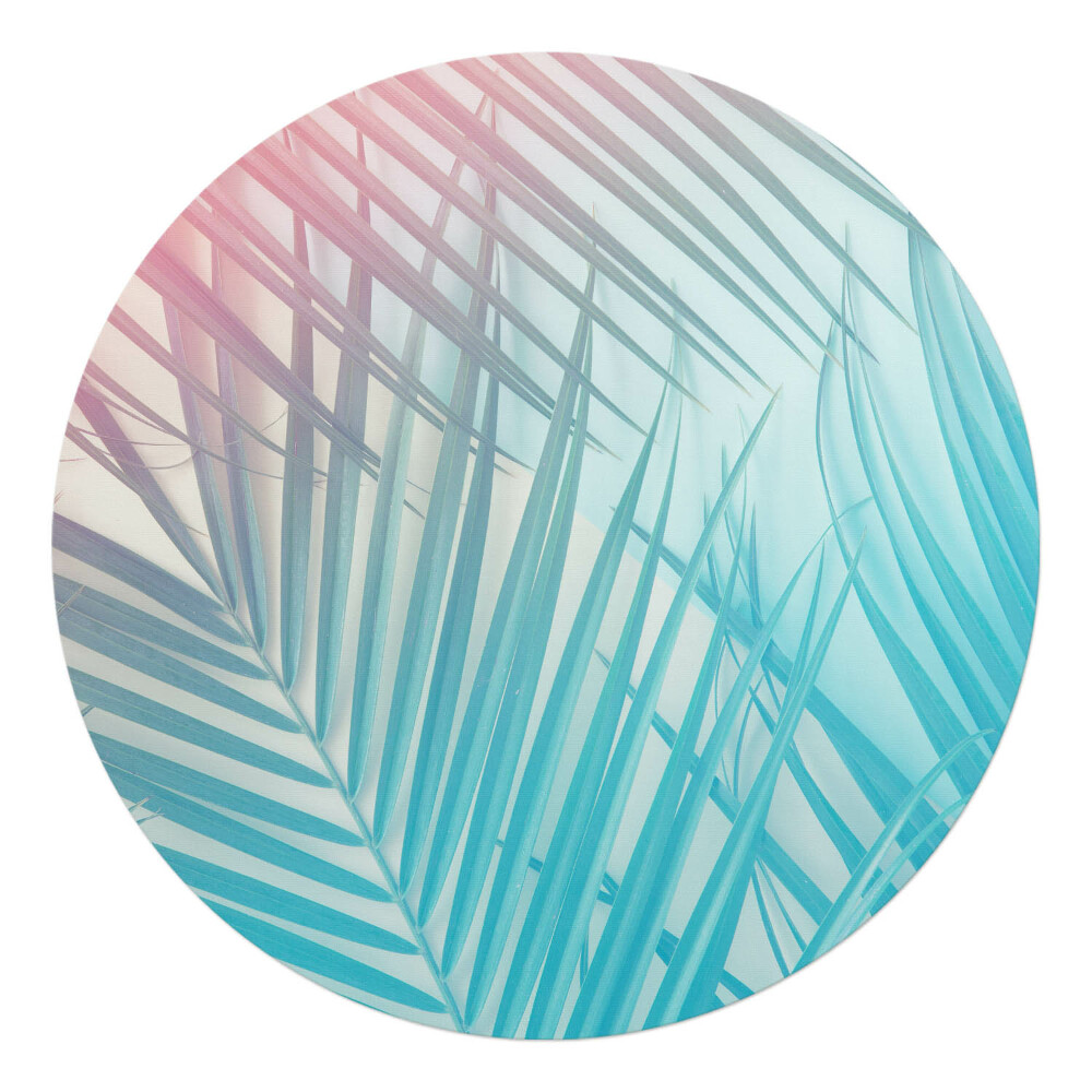 Podložka pod kolieskovú stoličku okrúhla Pastelové palmové listy