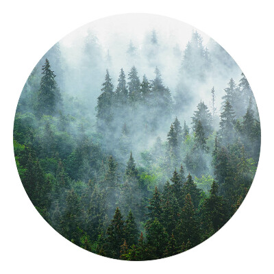 Podložka pod kolieskovú stoličku okrúhla Hmlistý ihličnatý les