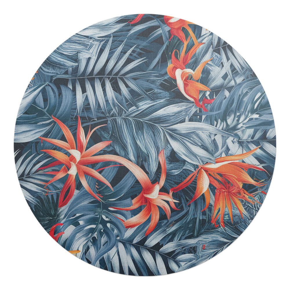 Podložka pod stoličku okrúhla Exotické listy a kvety