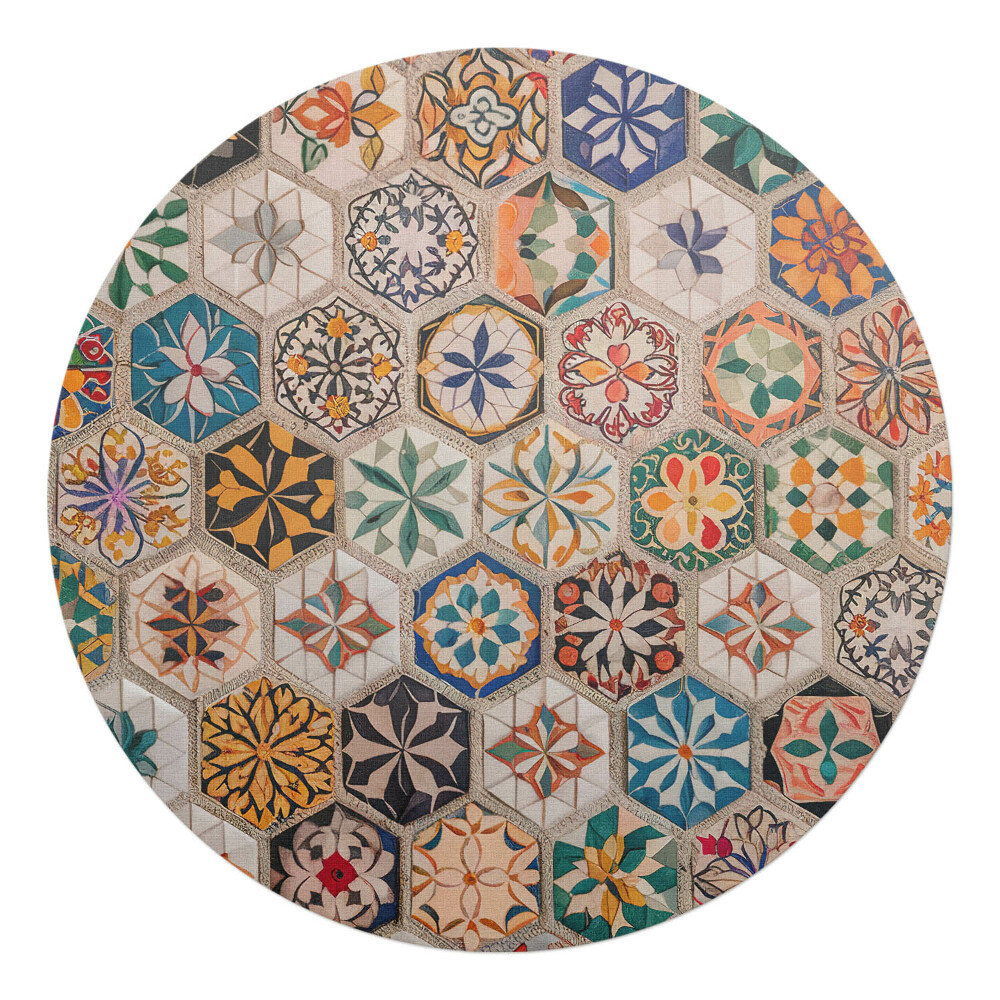 Podložka pod kolieskovú stoličku okrúhla Kvetinová mozaika
