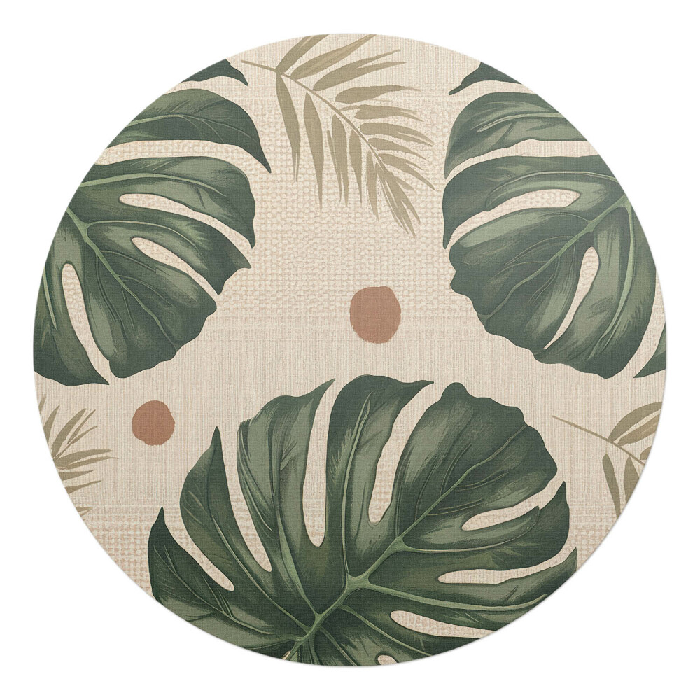 Podložka pod kolieskovú stoličku okrúhla Tropické listy