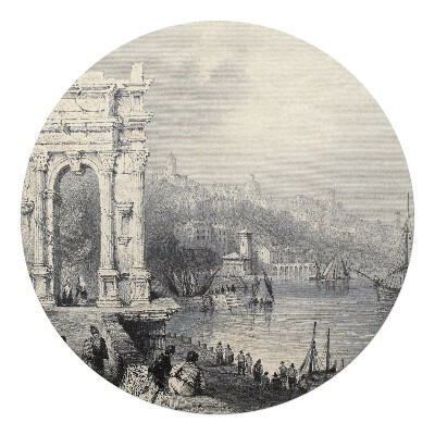 Podložka pod stoličku okrúhla Staroveká brána a prístav