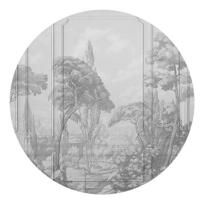 Podložka pod kolieskovú stoličku okrúhla Krajina so stromami