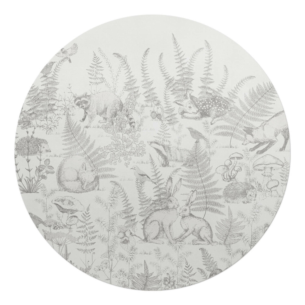 Podložka pod stoličku okrúhla Lesné zvieratá a paprade