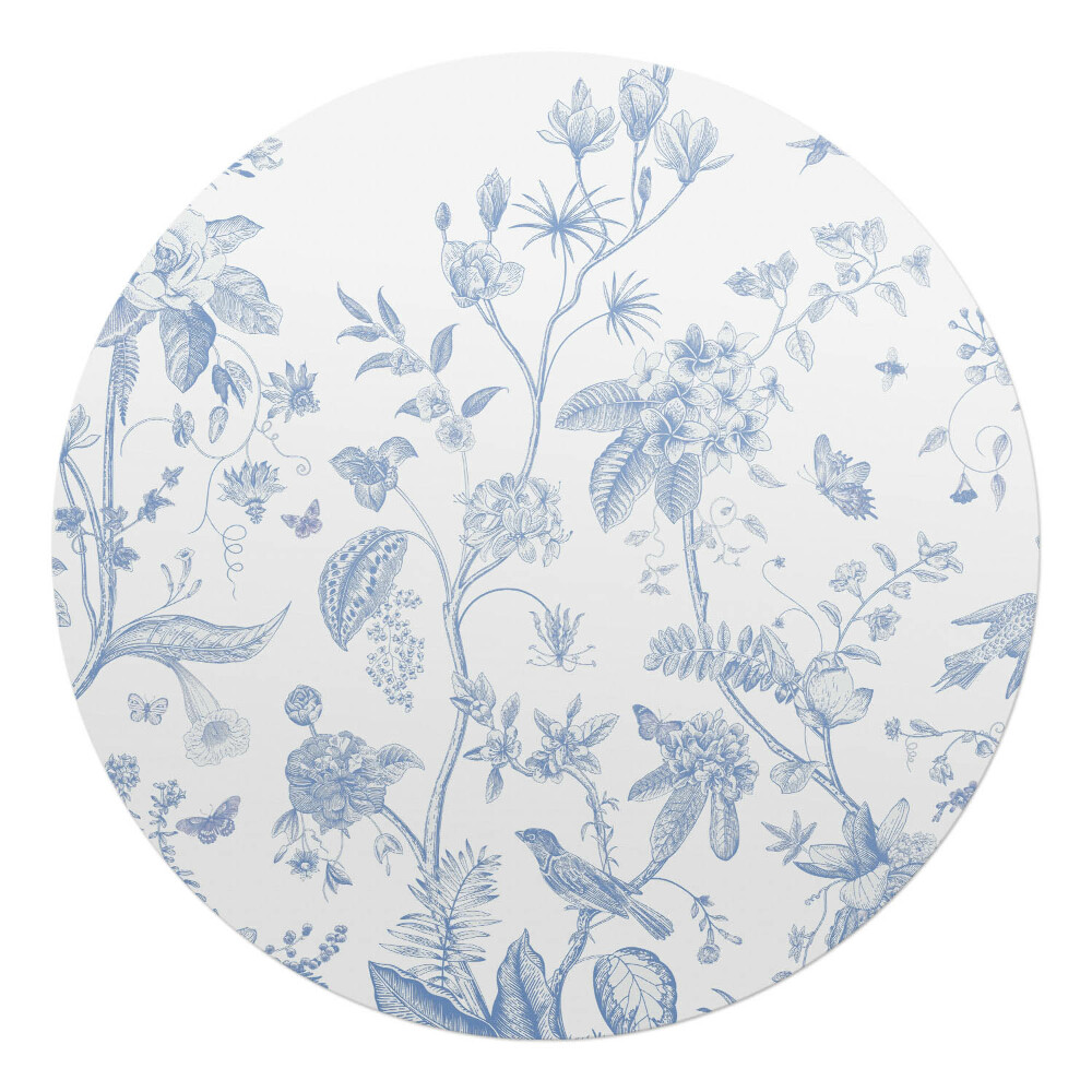 Podložka pod kolieskovú stoličku okrúhla Vintage kvetinový vzor