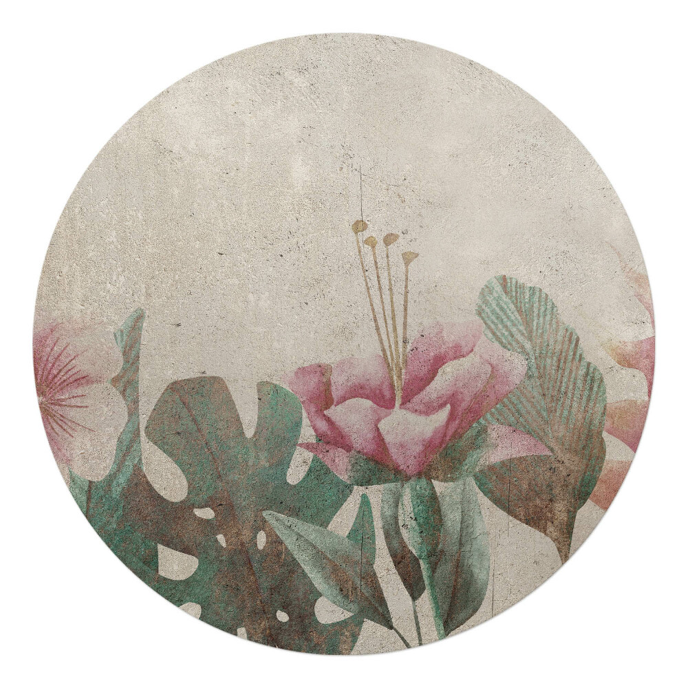 Podložka pod kolieskovú stoličku okrúhla Vintage kvetinový vzor