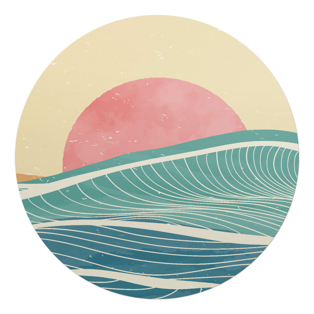 Podložka pod stoličku okrúhla Vlny a západ slnka