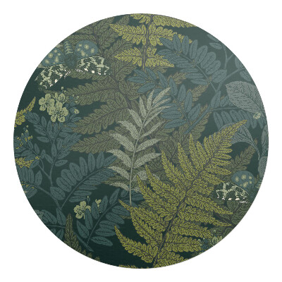 Podložka pod kolieskovú stoličku okrúhla Lesné listy a motýle