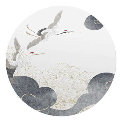 Podložka pod kolieskovú stoličku okrúhla Žeriavy a oblaky