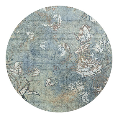 Podložka pod stoličku na kolieskach okrúhla Vintage kvetinový vzor