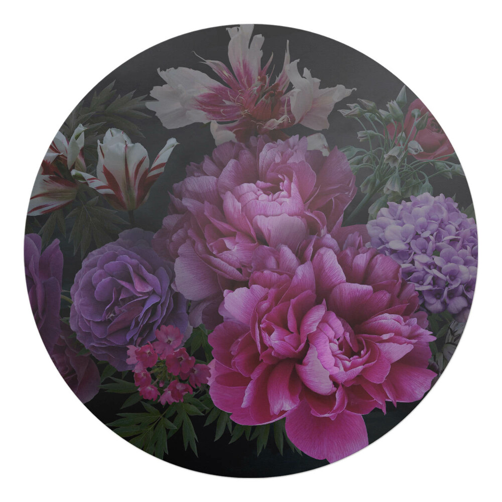 Podložka pod stoličku na kolieskach okrúhla Kvety v tme