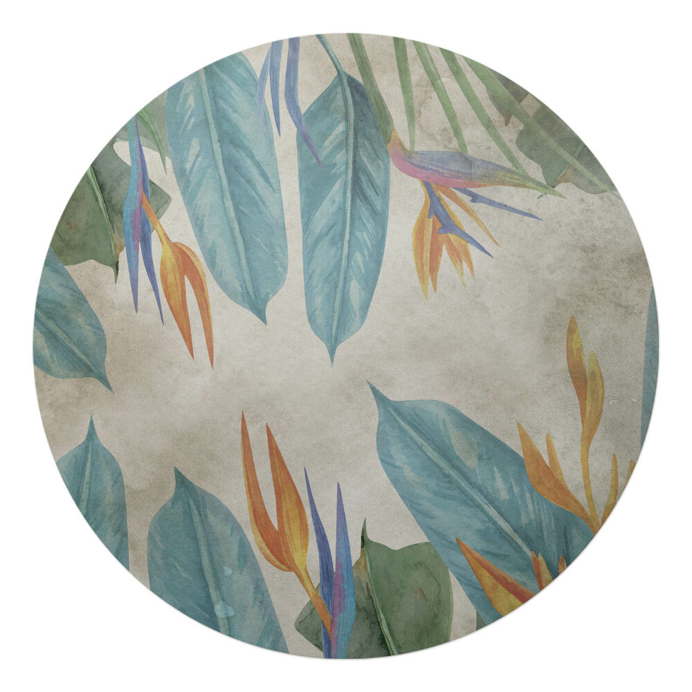 Podložka pod stoličku okrúhla Exotické listy a kvety