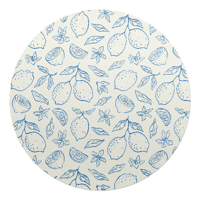 Podložka pod stoličku na kolieskach okrúhla Citrónový retro vzor