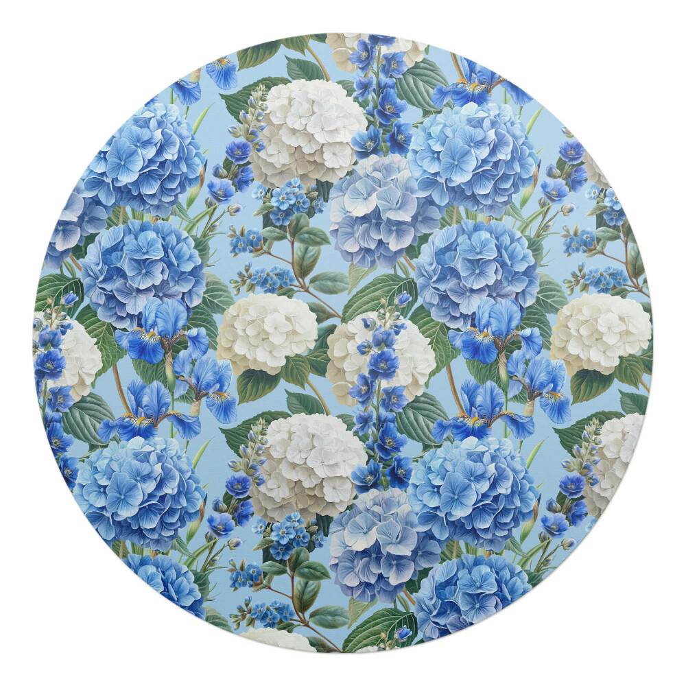 Podložka pod stoličku okrúhla Kvetinový vzor hortenzie