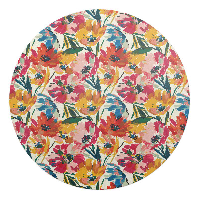 Podložka pod kolieskovú stoličku okrúhla Kvetinový abstraktný vzor