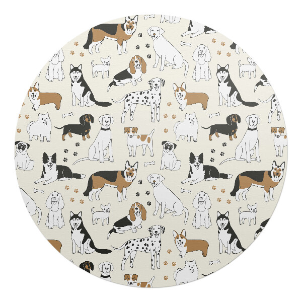 Podložka pod kolieskovú stoličku okrúhla Vzor so psami