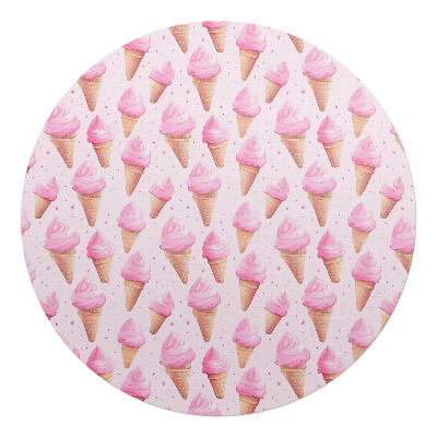 Podložka pod stoličku na kolieskach okrúhla Ružové zmrzlinové kornútky