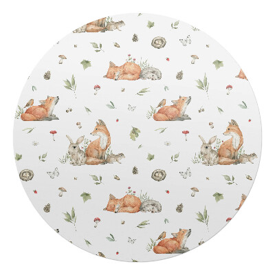 Podložka pod stoličku okrúhla Vzor lesných zvierat