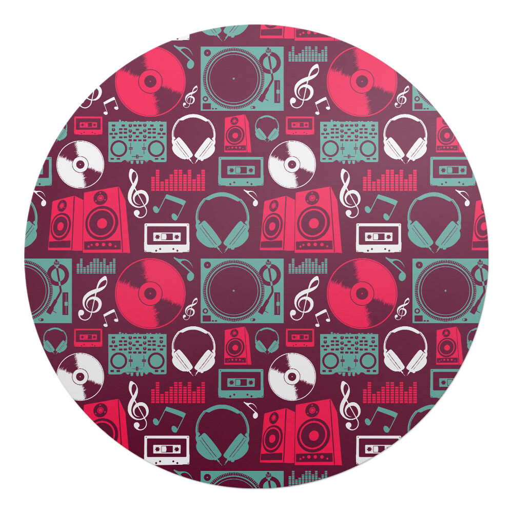 Podložka pod kolieskovú stoličku okrúhla Retro vzor pre hudbu