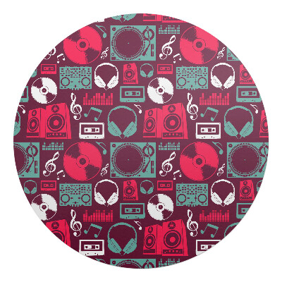 Podložka pod kolieskovú stoličku okrúhla Retro vzor pre hudbu