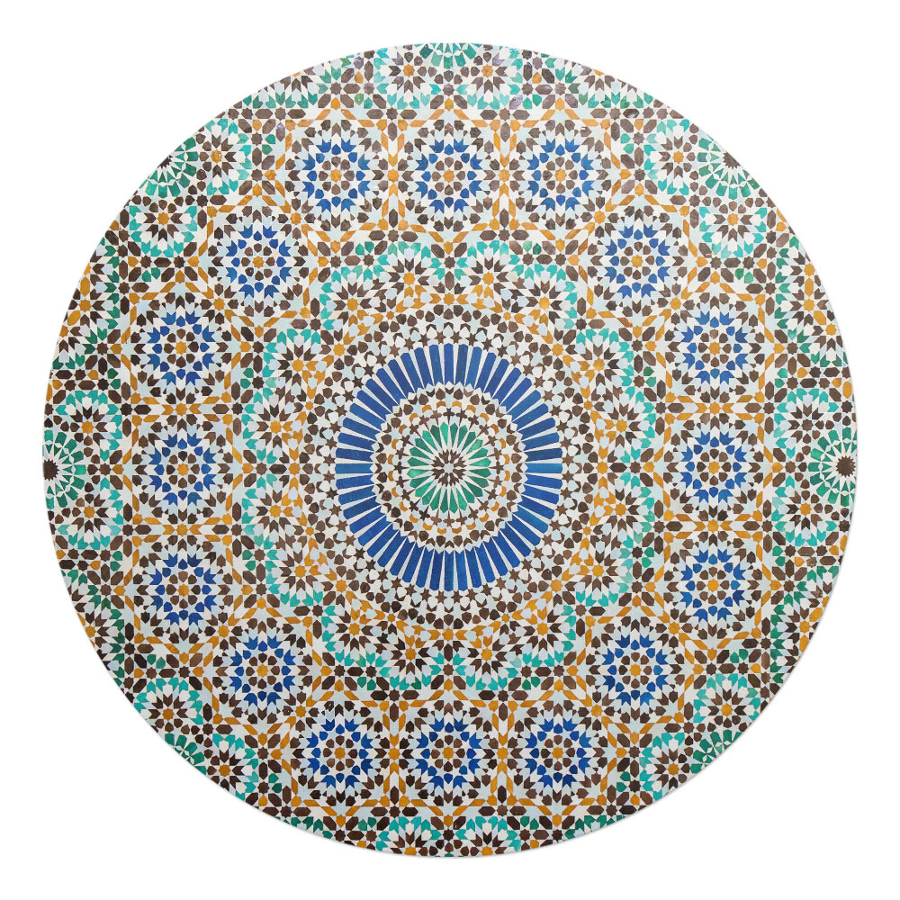 Podložka pod kolieskovú stoličku okrúhla Geometrický mozaikový vzor