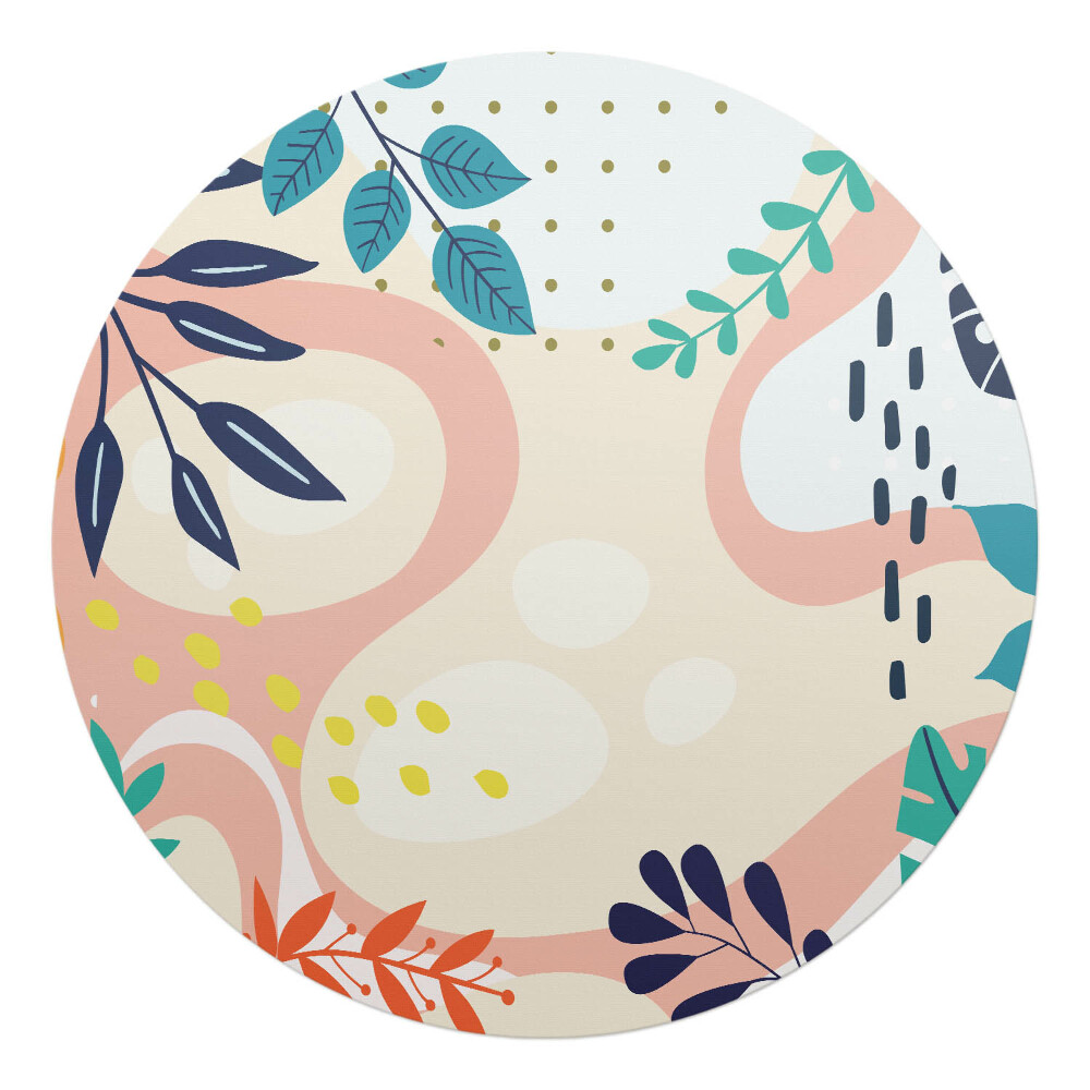 Podložka pod stoličku okrúhla Listy a abstrakcia