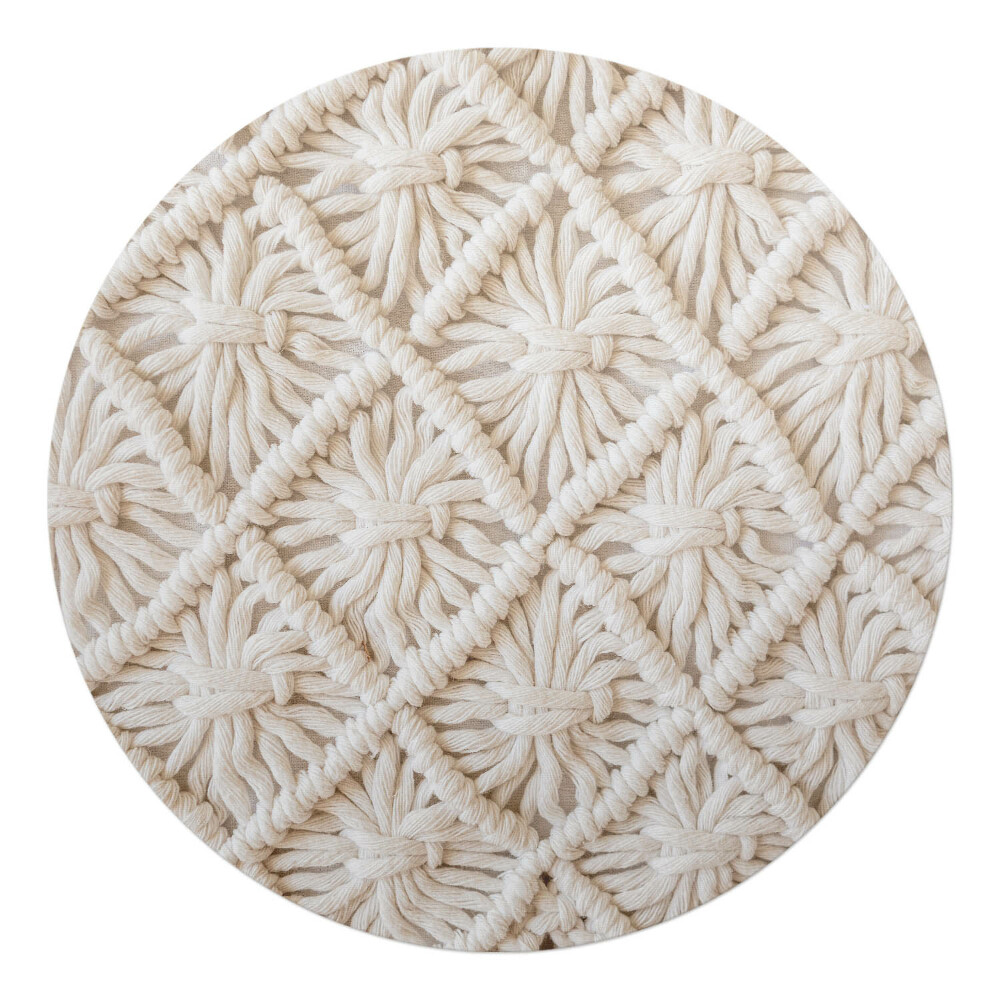 Podložka pod kolieskovú stoličku okrúhla Štruktúra kvetu makramé