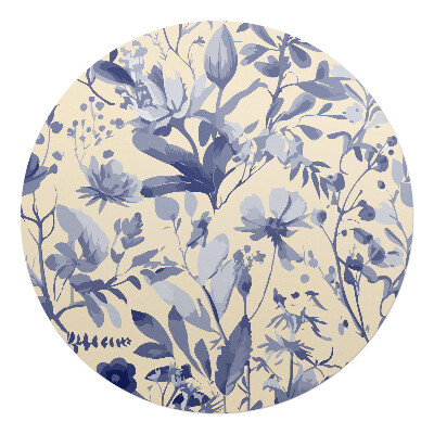 Podložka pod stoličku na kolieskach okrúhla Retro kvetinový vzor