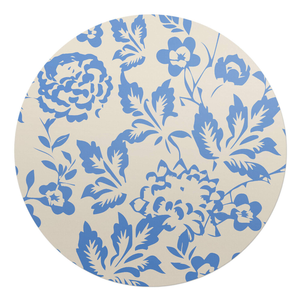 Podložka pod kolieskovú stoličku okrúhla Vintage kvetinový vzor