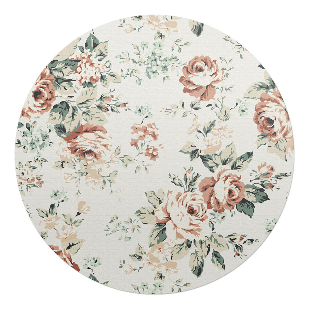 Podložka pod stoličku okrúhla Retro kvetinový vzor
