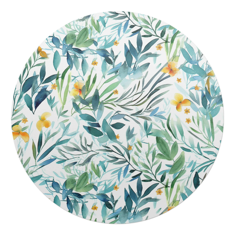 Podložka pod kolieskovú stoličku okrúhla Akvarel rastlín
