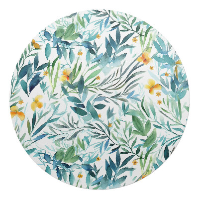 Podložka pod kolieskovú stoličku okrúhla Akvarel rastlín