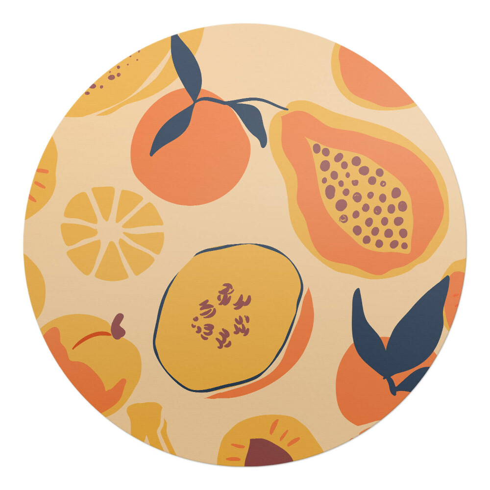 Podložka pod kolieskovú stoličku okrúhla Ovocný retro vzor