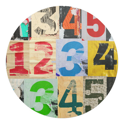 Podložka pod kolieskovú stoličku okrúhla Farebná koláž čísel