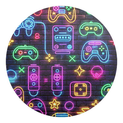 Podložka pod stoličku okrúhla Neónové herné ovládače