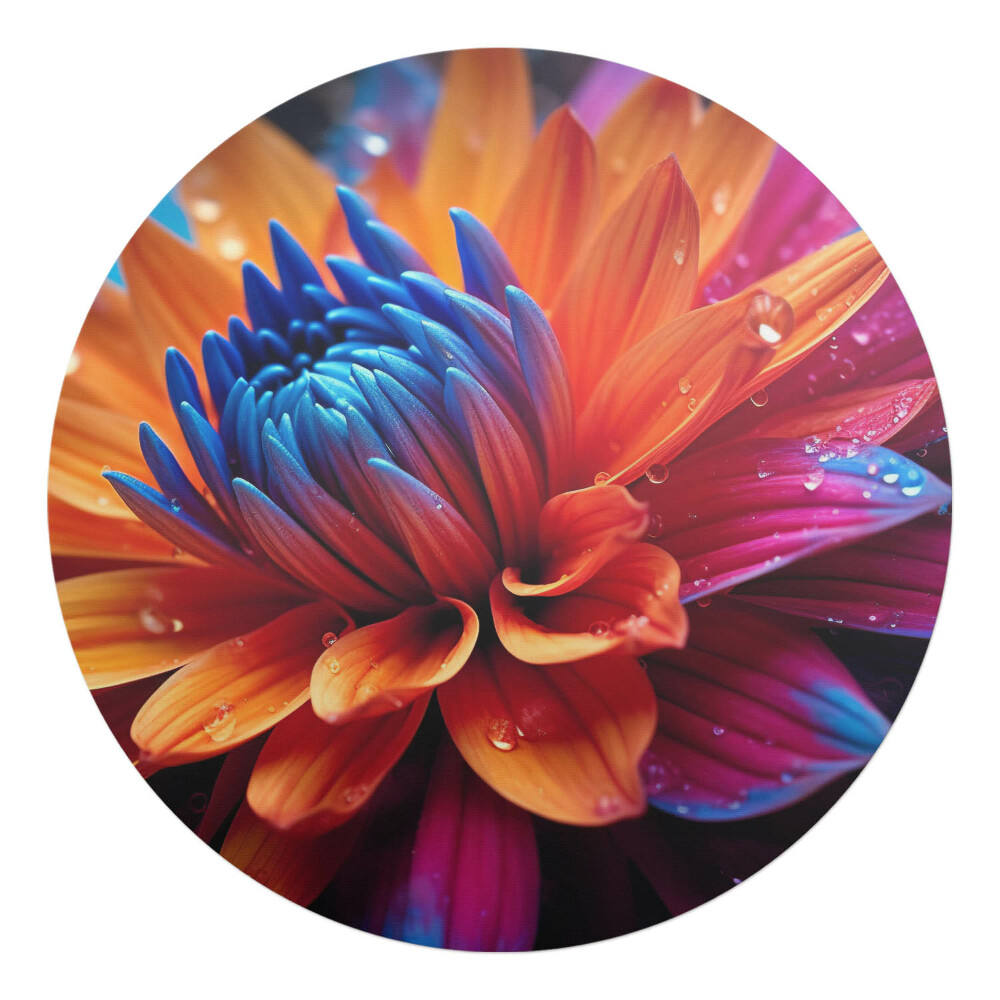 Podložka pod kolieskovú stoličku okrúhla Kvet s kvapkami