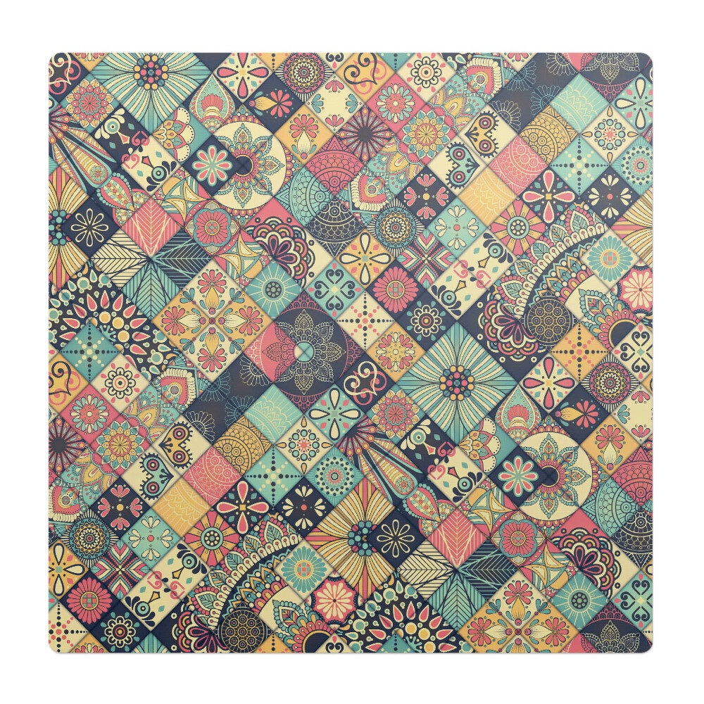 Podložka pod stoličku na kolieskach Kvetinová patchworková schéma