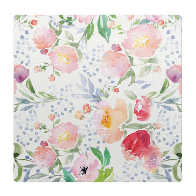 Podložka pod kolieskovú stoličku Kvetinový akvarelový vzor