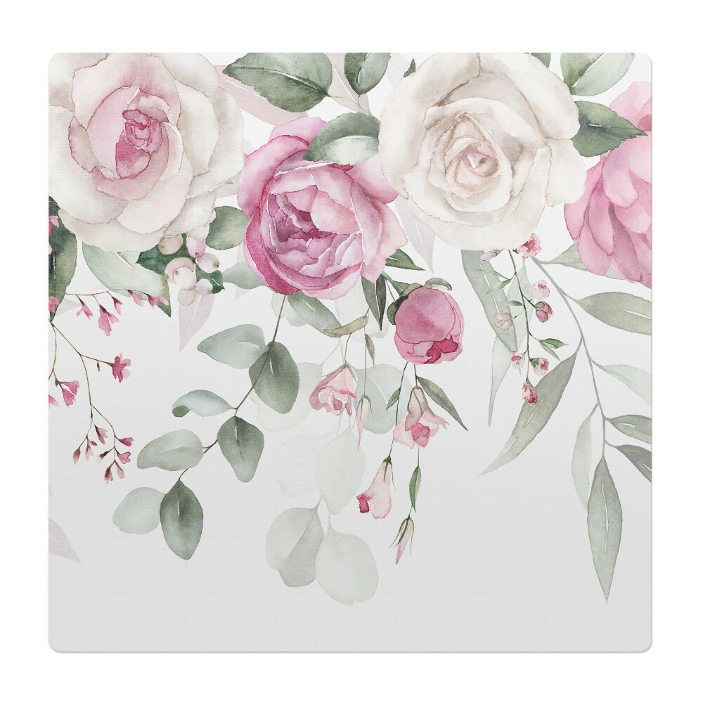 Podložka pod stoličku na kolieskach Pastelové kvety a listy