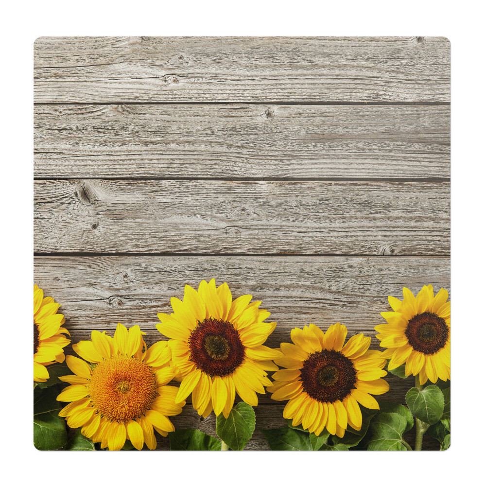 Podložka pod stoličku Slnečnice na drevenom pozadí