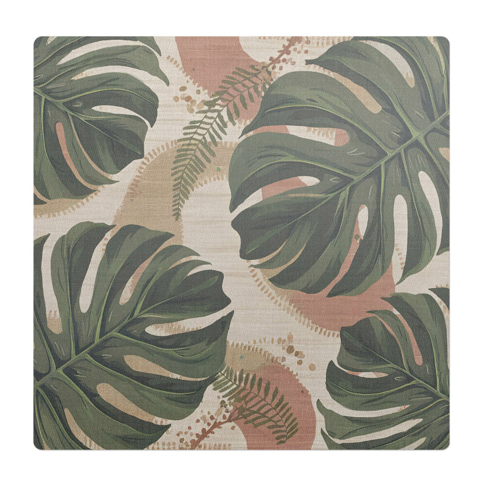 Podložka pod kolieskovú stoličku Listy monstery retro