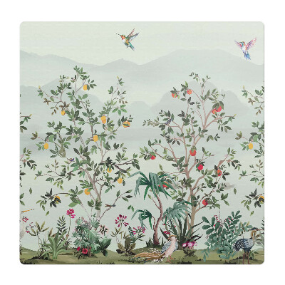 Podložka pod stoličku na kolieskach Exotické vtáky medzi stromami