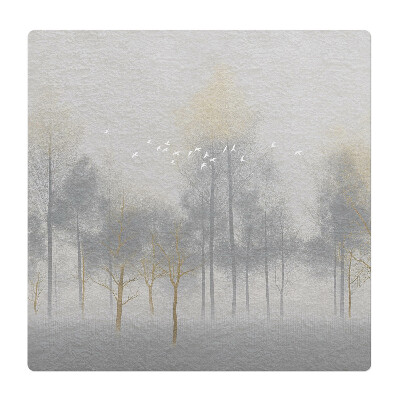 Podložka pod kolieskovú stoličku Hmlistý les s vtákmi