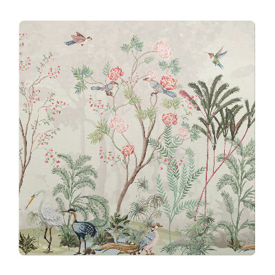 Podložka pod kolieskovú stoličku Exotické vtáky a kvety