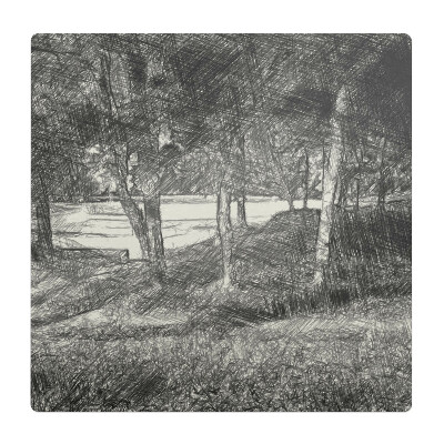 Podložka pod kolieskovú stoličku Les v náčrte