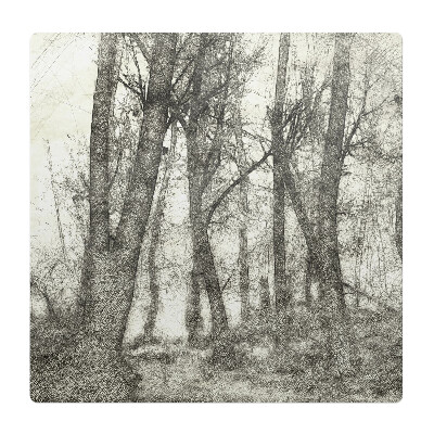 Podložka pod stoličku Náčrt lesa v sépiovej farbe