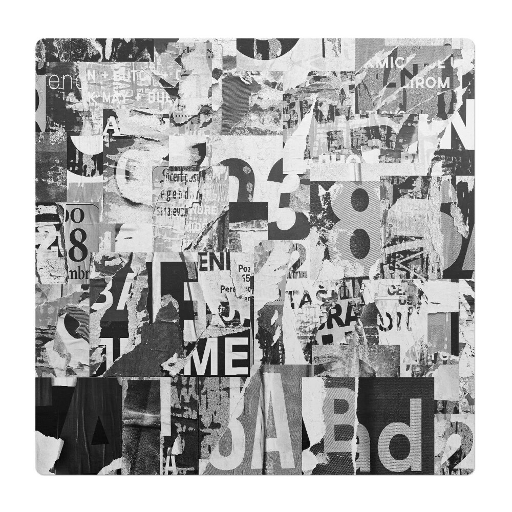 Podložka pod stoličku na kolieskach Koláž z písmen a čísel